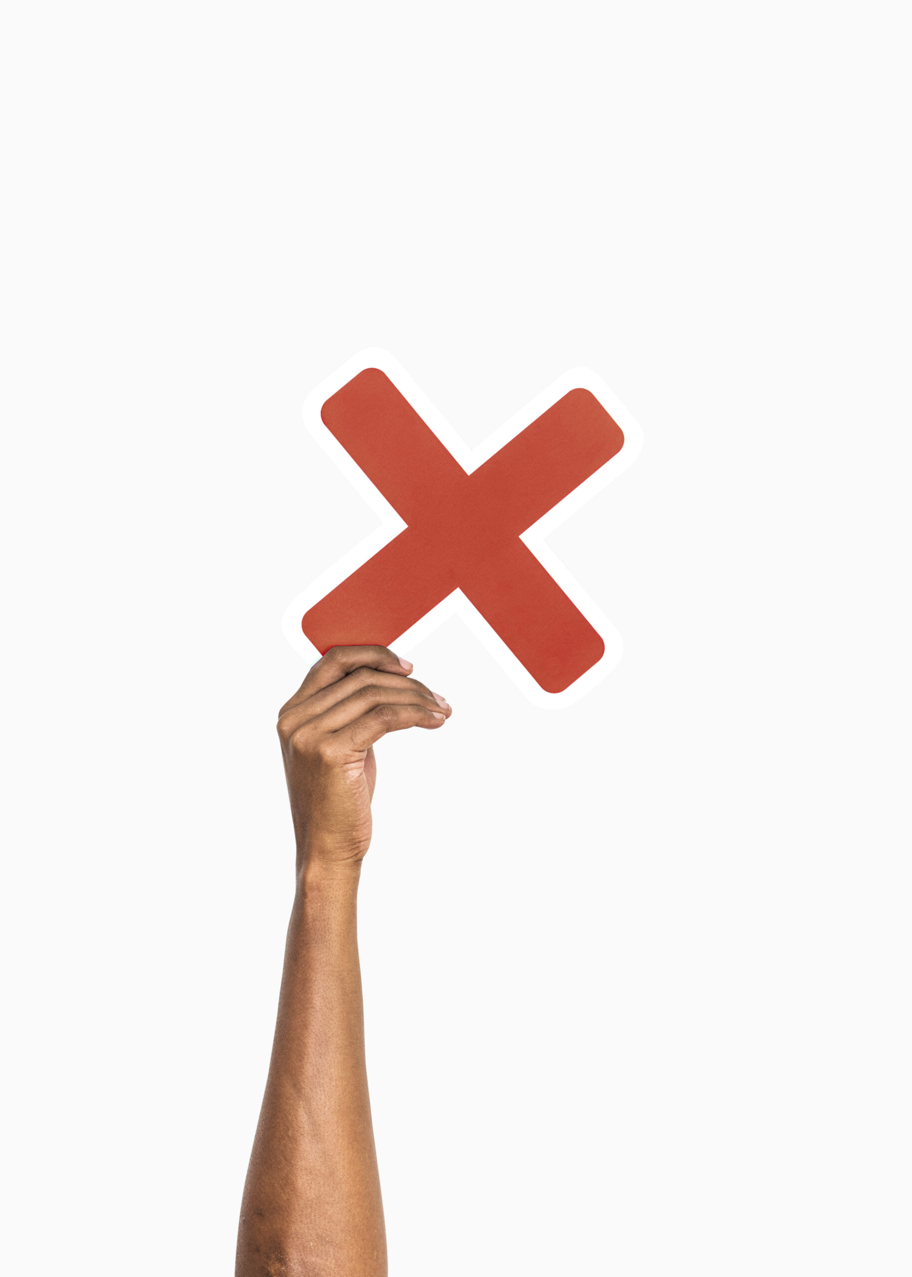 Hands holding a multiply symbol